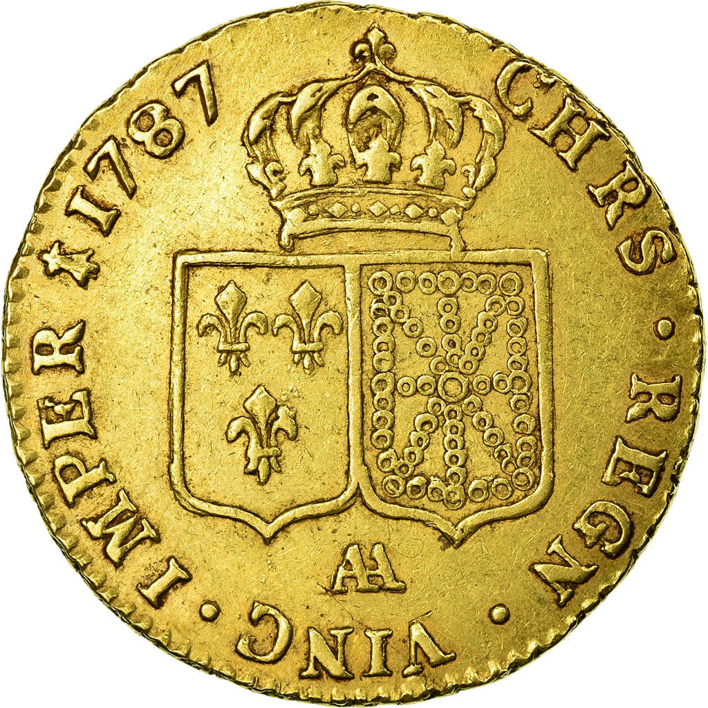 Monnaie, France, Louis XVI, Double louis d'or à la tête nue, 1787 Metz, Gad 363