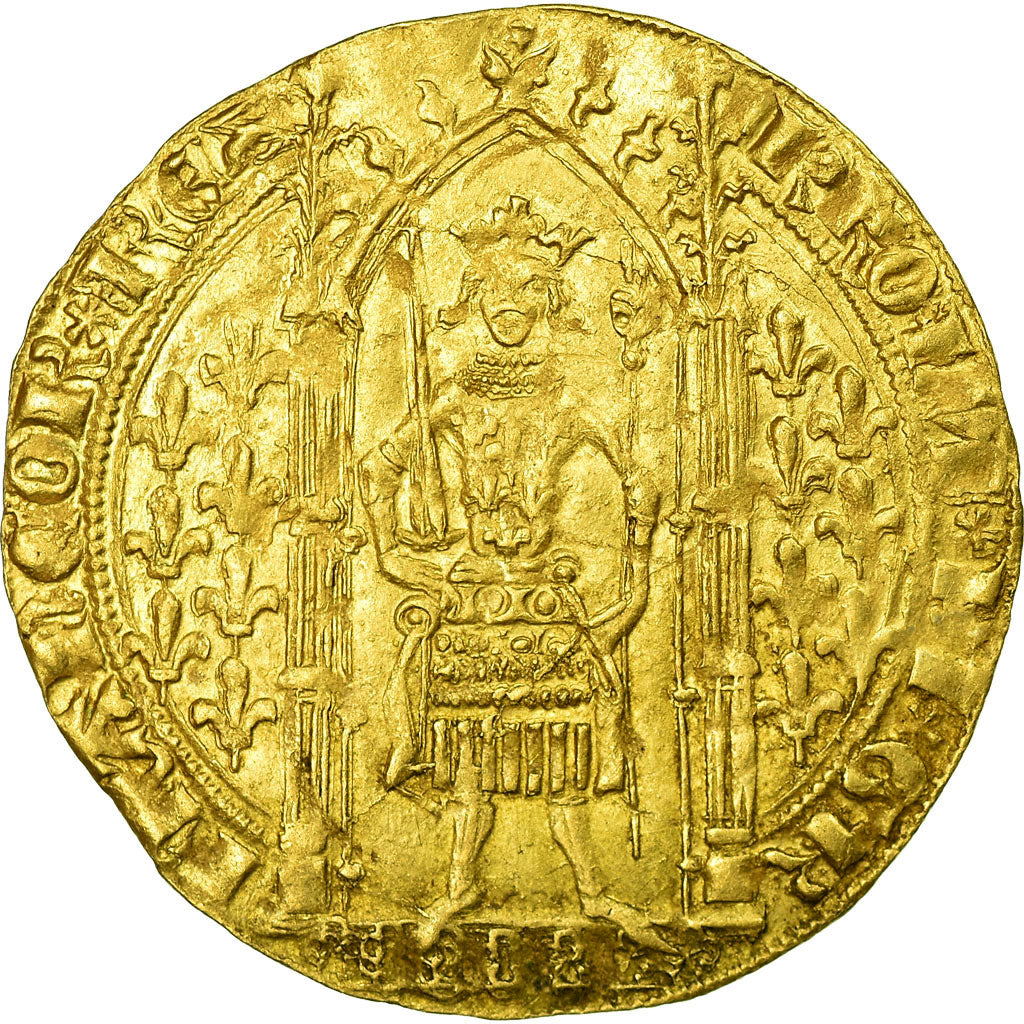 Coin, France, Charles V, Franc à pied, AU(50-53), Gold, Duplessy:360A