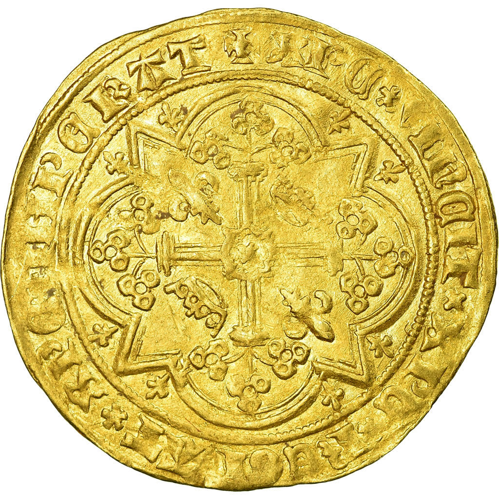 Moneta, Francja, Charles V, Franc à pied, AU(55-58), Złoto, Duplessy:360A