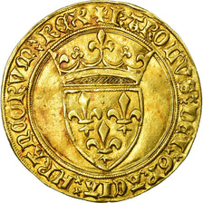 Moneta, Francja, Charles VI, Ecu d'or, AU(50-53), Złoto, Duplessy:369