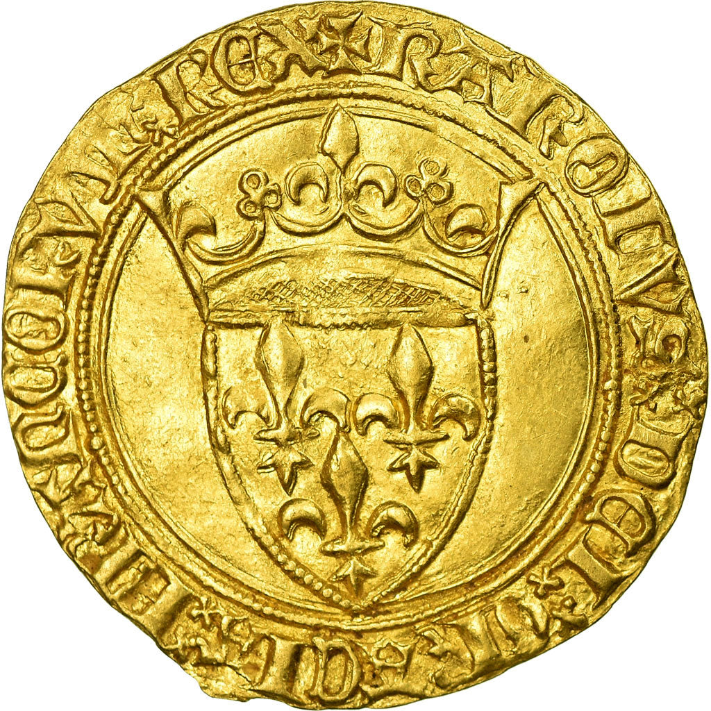 Coin, France, Charles VI, Ecu d'or, Villeneuve-lès-Avignon, AU(55-58), Gold