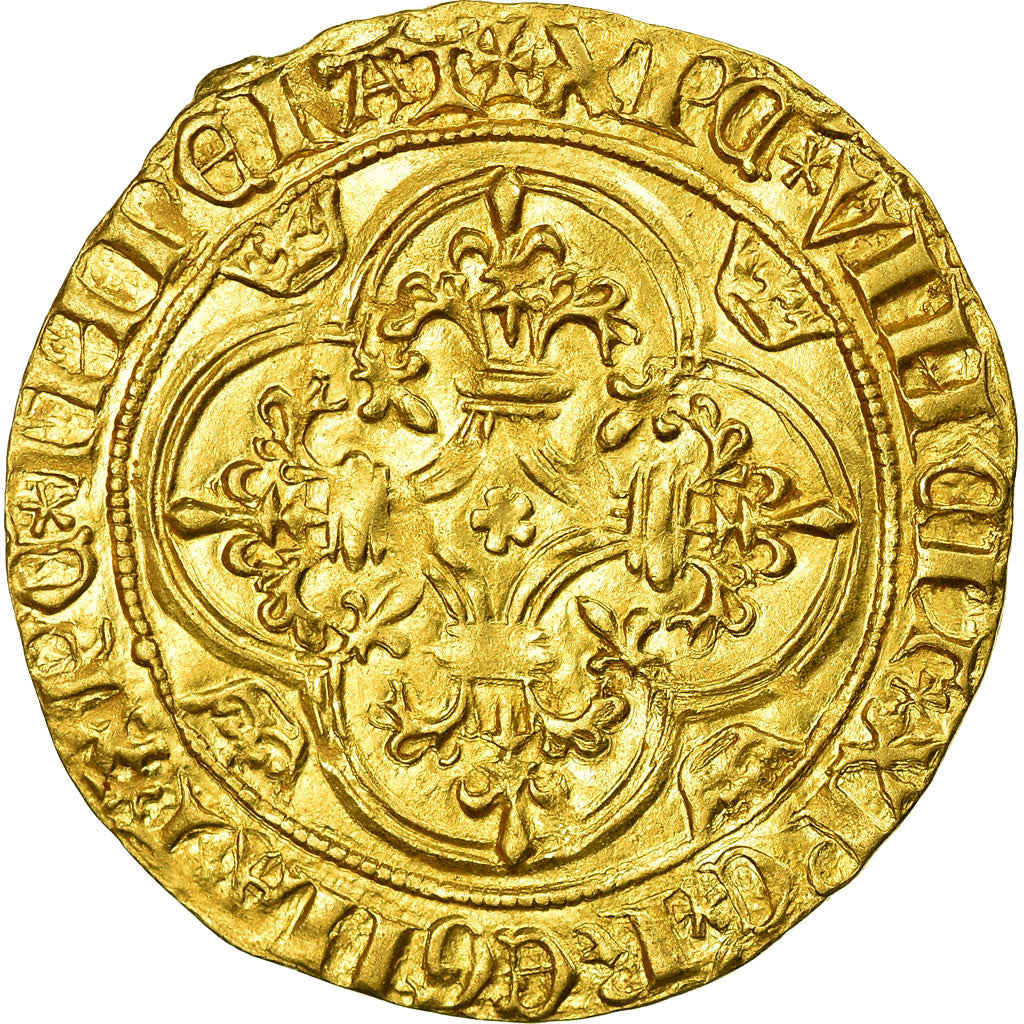 Coin, France, Charles VI, Ecu d'or, Villeneuve-lès-Avignon, AU(55-58), Gold