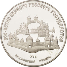 Russia, 3 Roubles, 1989, Moscow, Silver, Proof, Kremlin, KM:222