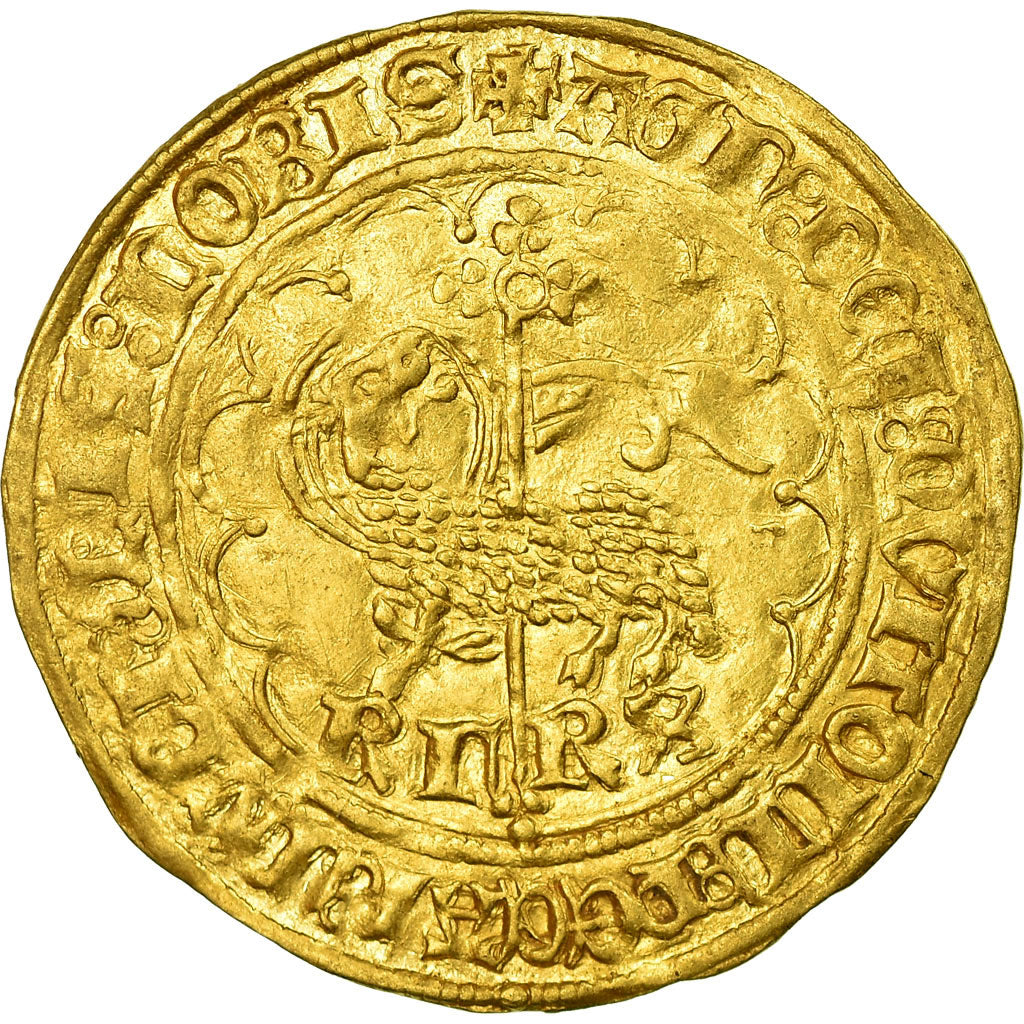 Moeda, França, Charles VI, Agnel d'or, Tours, AU(55-58), Dourado, Duplessy:372