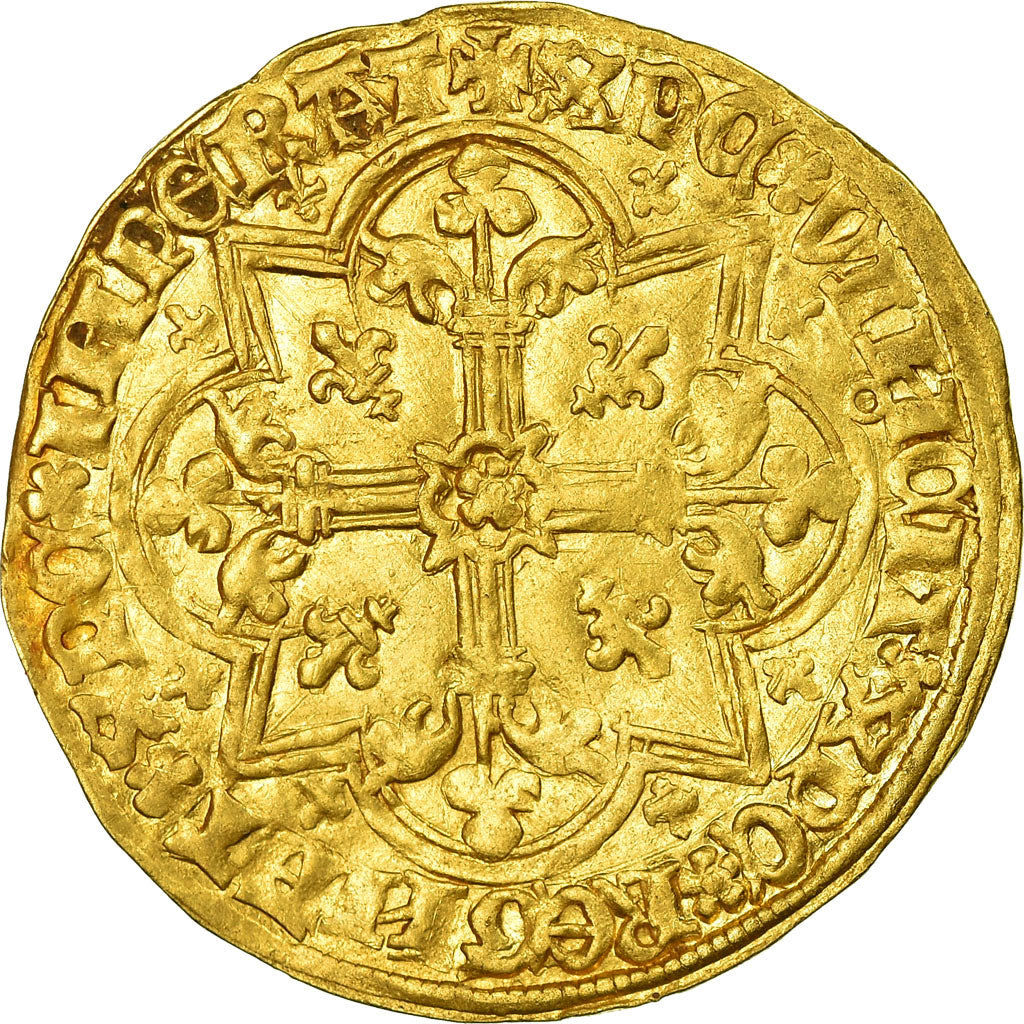 Moeda, França, Charles VI, Agnel d'or, Tours, AU(55-58), Dourado, Duplessy:372