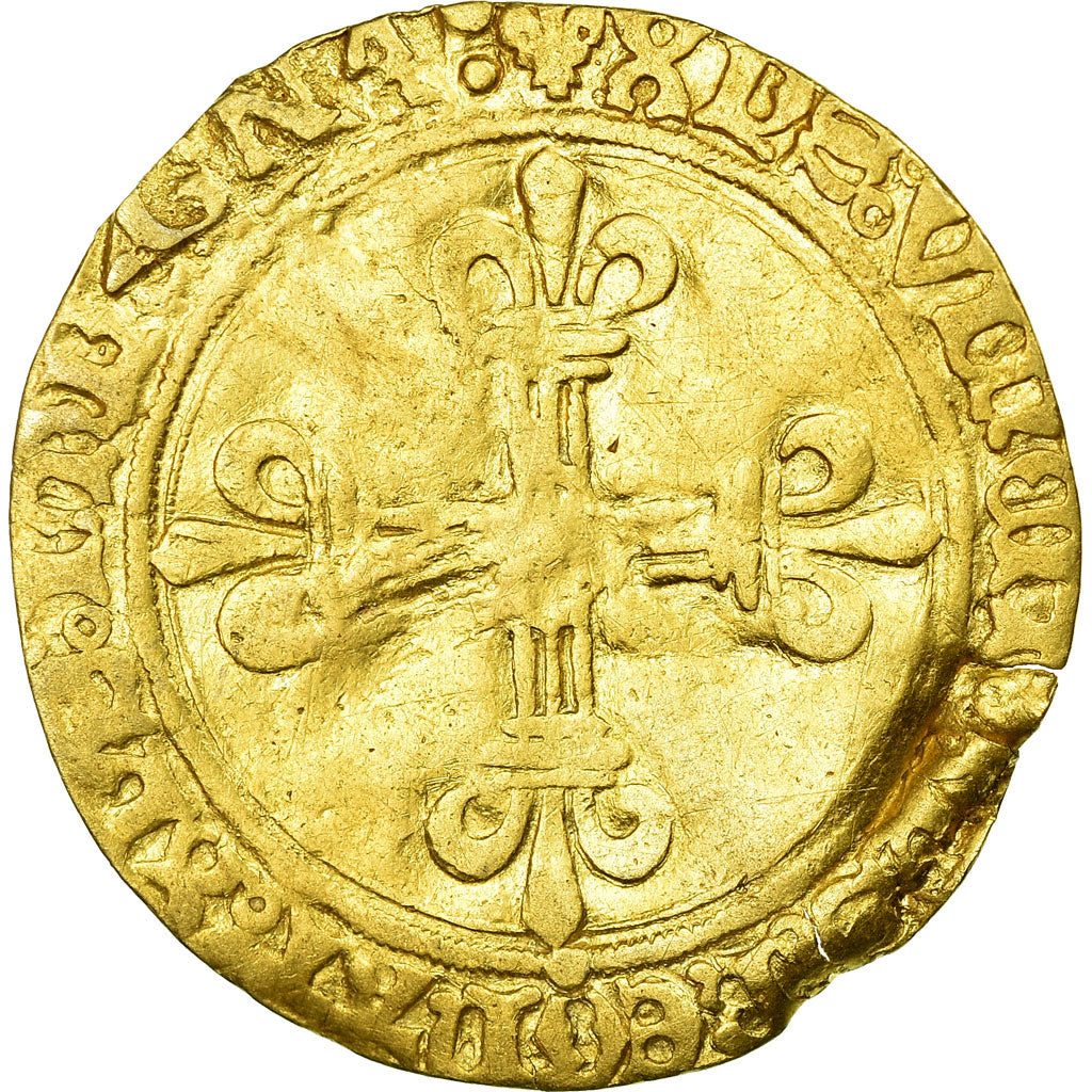 Moeda, França, Charles VIII, Ecu d'or, Rouen, VF(20-25), Dourado, Duplessy:575A