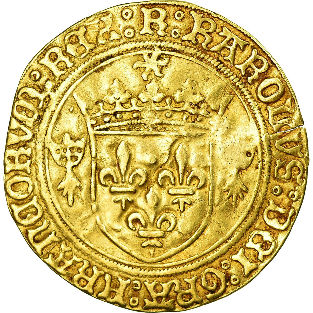 Moeda, França, Charles VIII, Écu d'or au soleil de Bretagne, Rennes