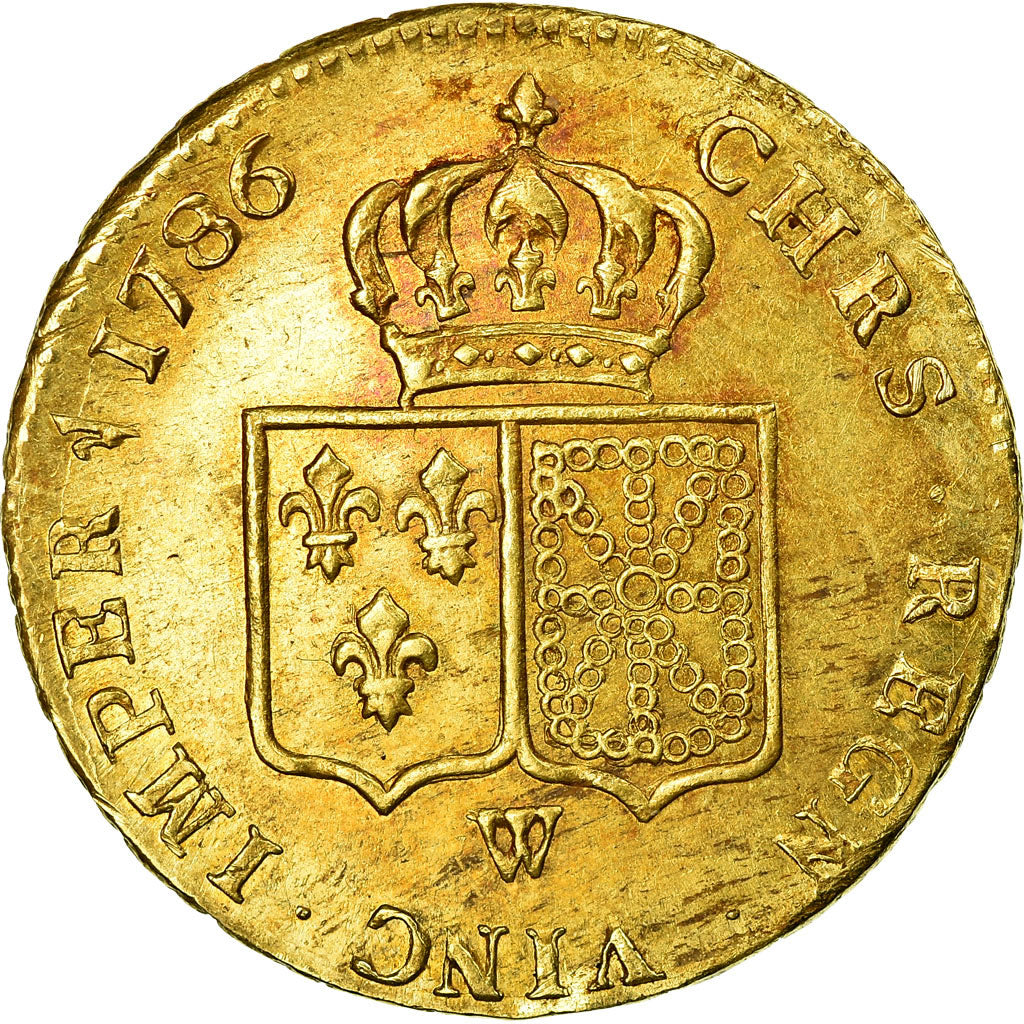 Monnaie, France, Louis XVI, Double louis d'or à la tête nue, 1786 Lille, Gad 363