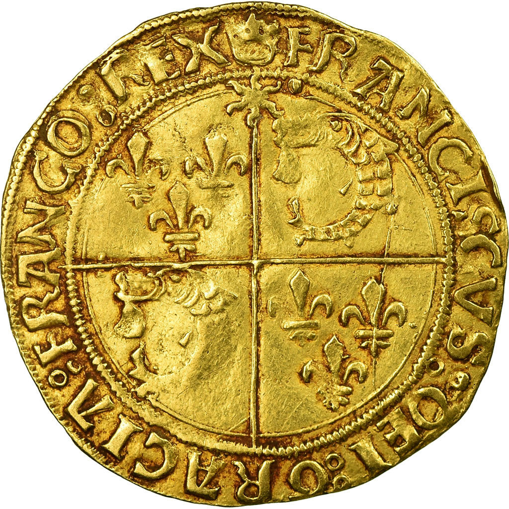 Munten, Frankrijk, François Ier, Ecu d'or, Cremieu, ZF, Goud, Duplessy:782