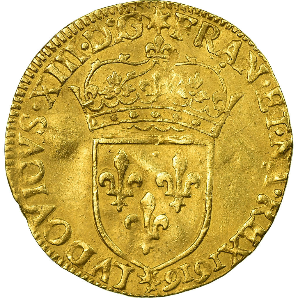 Coin, France, Louis XIII, Écu d'or, 1616, Paris, VF(30-35), Gold, KM 41.1