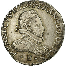 Munten, Frankrijk, Henri III, Teston, 1575, Rouen, ZF, Zilver, Sombart:4658