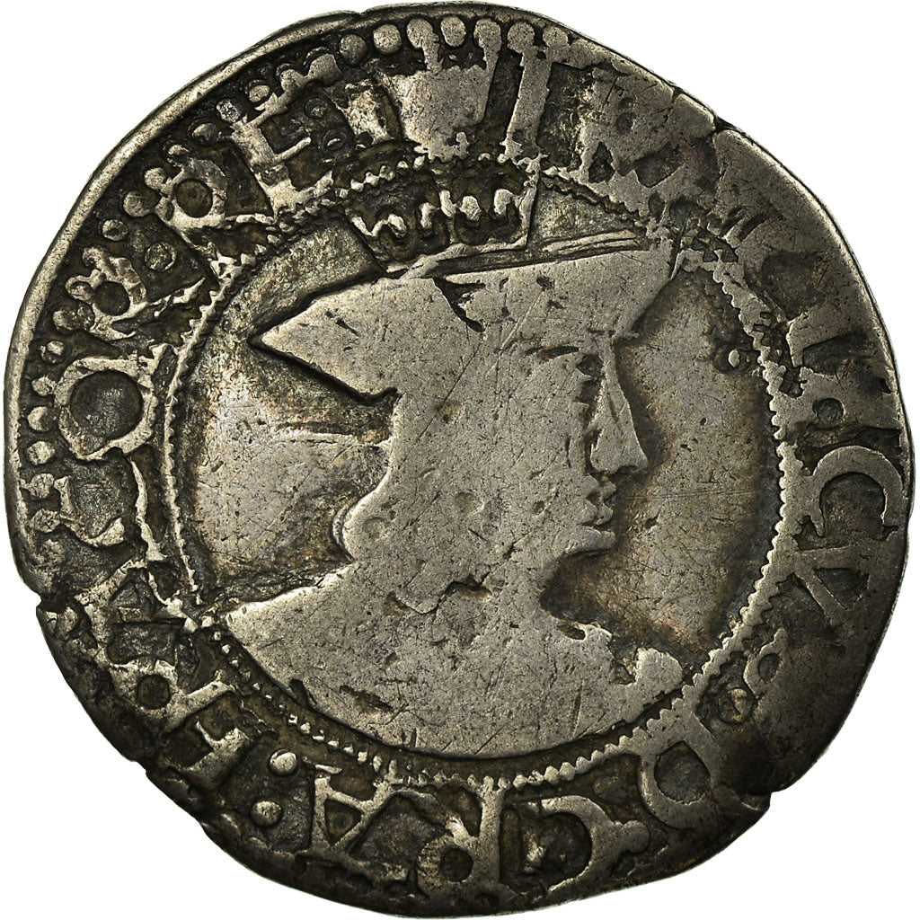 Coin, France, François Ier, 1/2 Teston, Tours, 4th type, VF(30-35), Silver