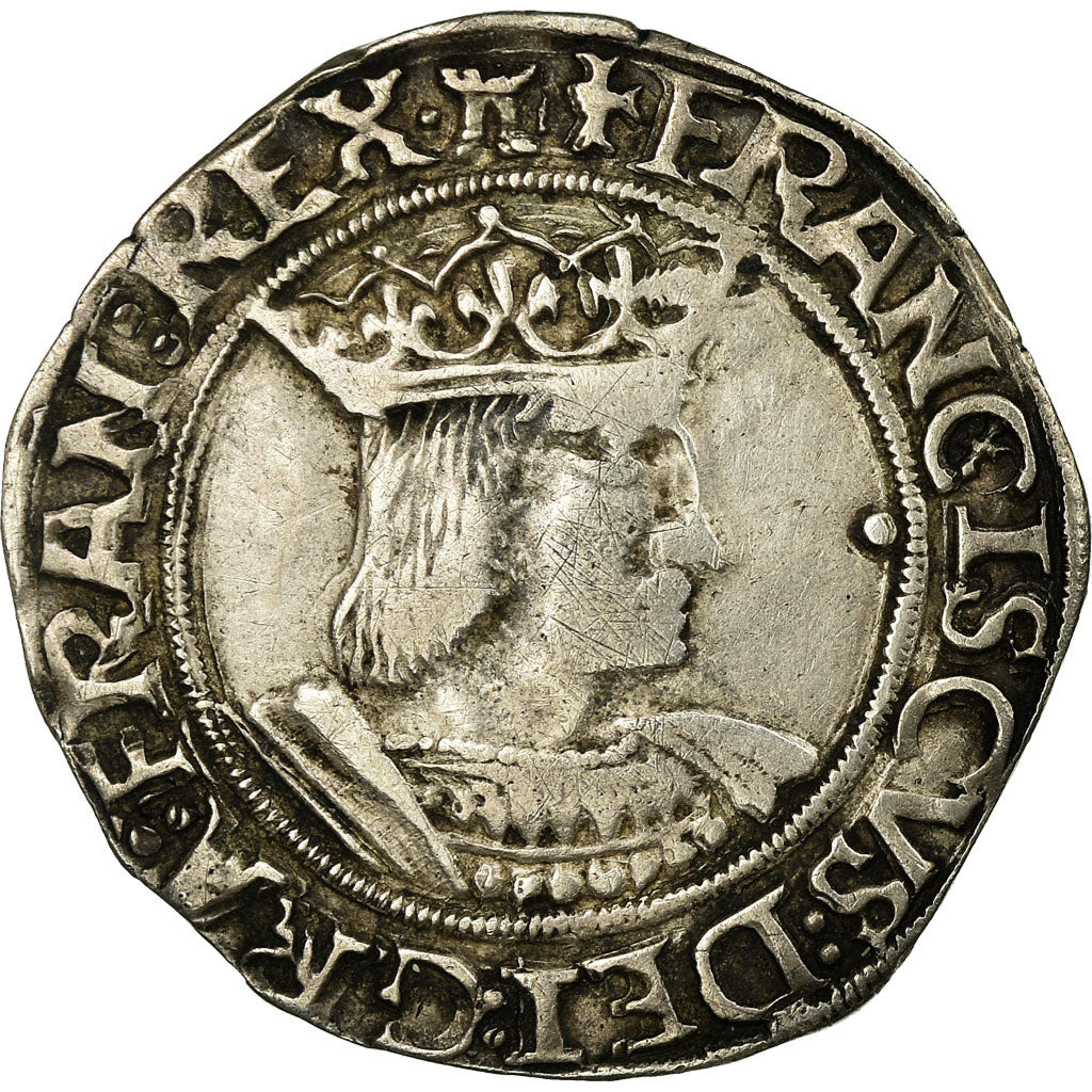Coin, France, François Ier, 1/2 Teston, Tours, 5th type, EF(40-45), Silver