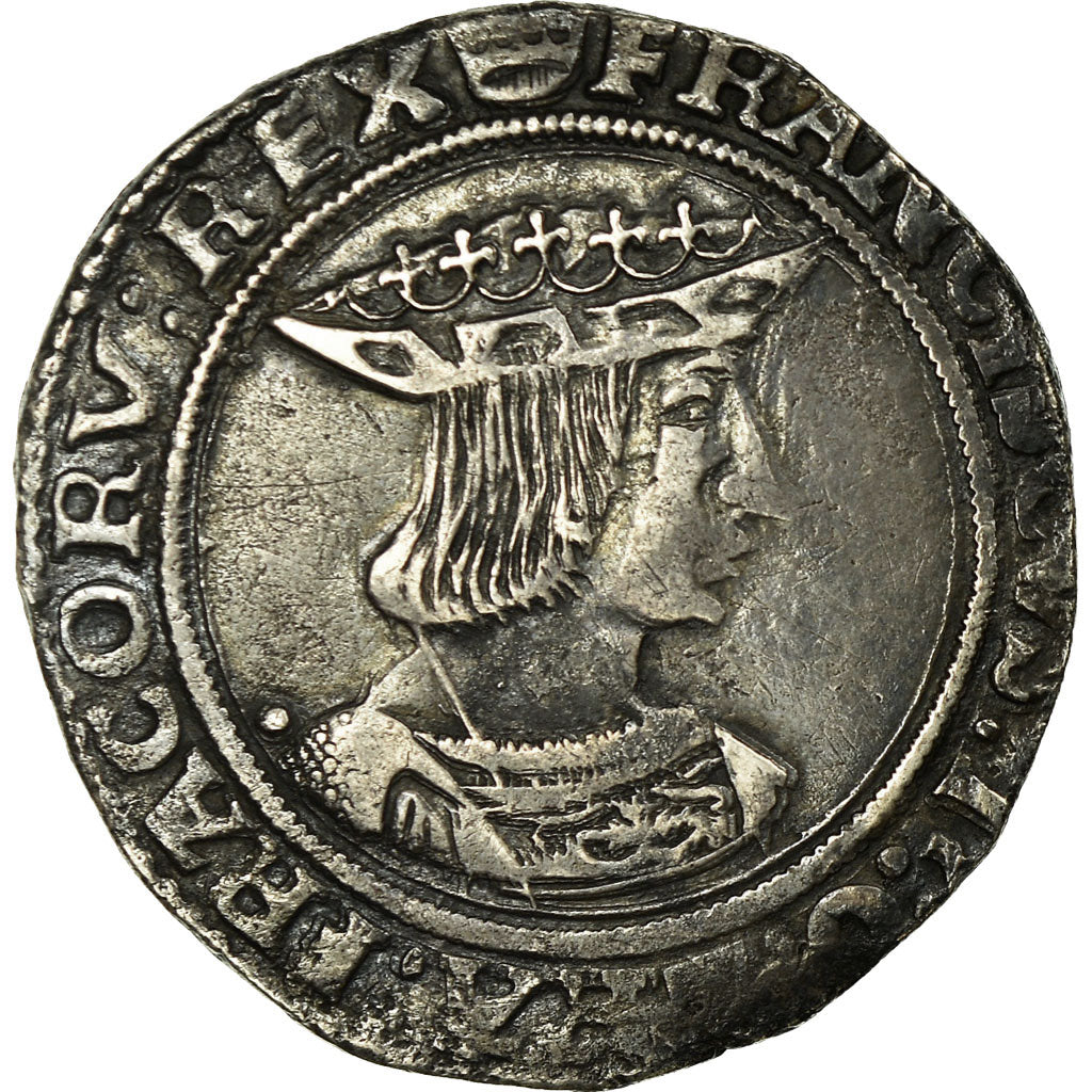Coin, France, François Ier, Teston, Paris, 3rd type, EF(40-45), Silver