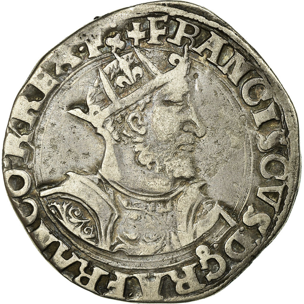 Coin, France, François Ier, Teston, Lyon, 8th type, VF(30-35), Silver