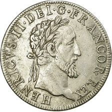 Monnaie, France, Henri II, Teston au moulin, 1553, Paris, 3rd type, TTB, Argent