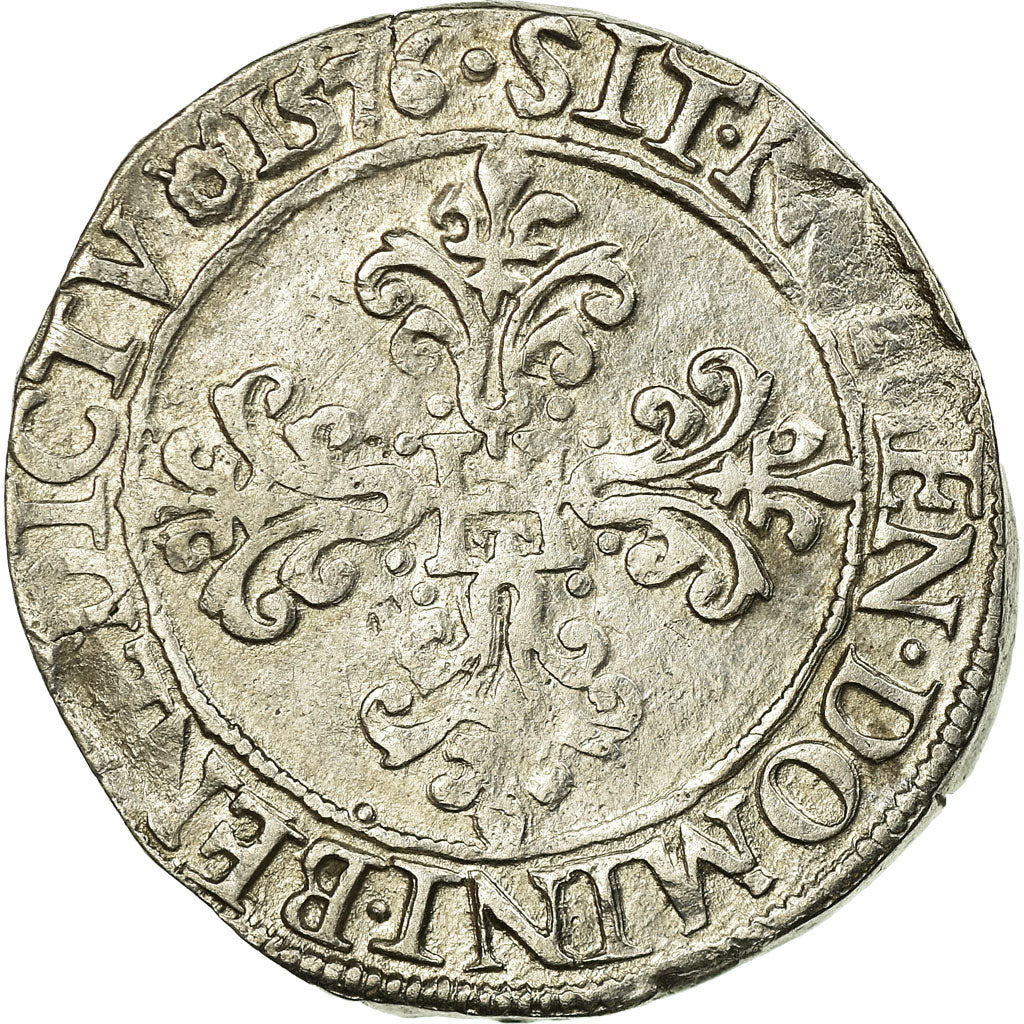 Coin, France, Henri III, Franc au Col Plat, 1576, Rouen, EF(40-45), Silver
