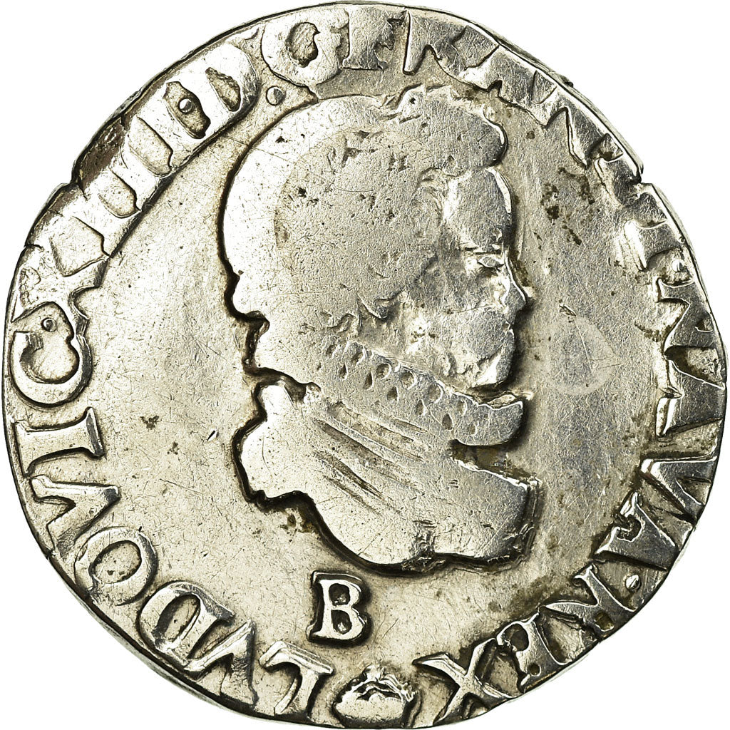 Monnaie, France, Louis XIII, 1/2 Franc, buste lauré au col fraisé, 1615 Rouen