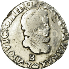 Monnaie, France, Louis XIII, 1/2 Franc, buste lauré au col fraisé, 1615 Rouen