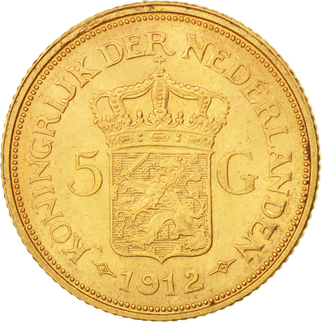 Netherlands, Wilhelmina I, 5 Gulden, 1912, Gold, KM:151