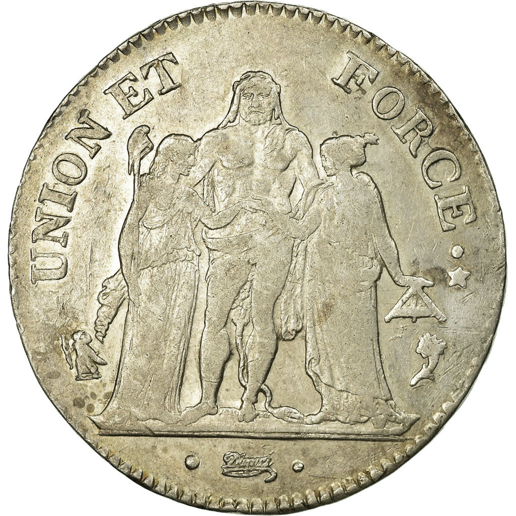 Münze, Frankreich, Union et Force, 5 Francs, 1796, Paris, SS, Silber, KM:639.1