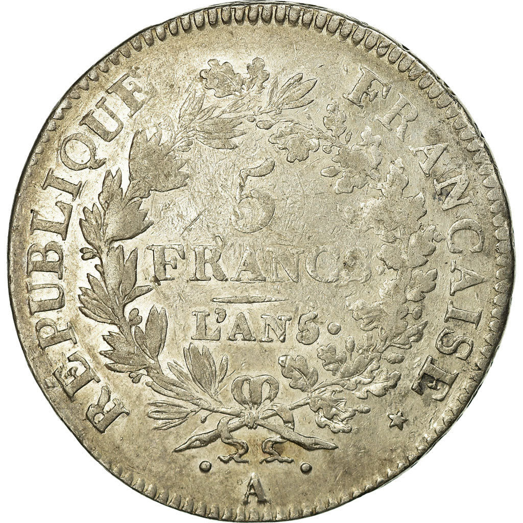 Münze, Frankreich, Union et Force, 5 Francs, 1796, Paris, SS, Silber, KM:639.1
