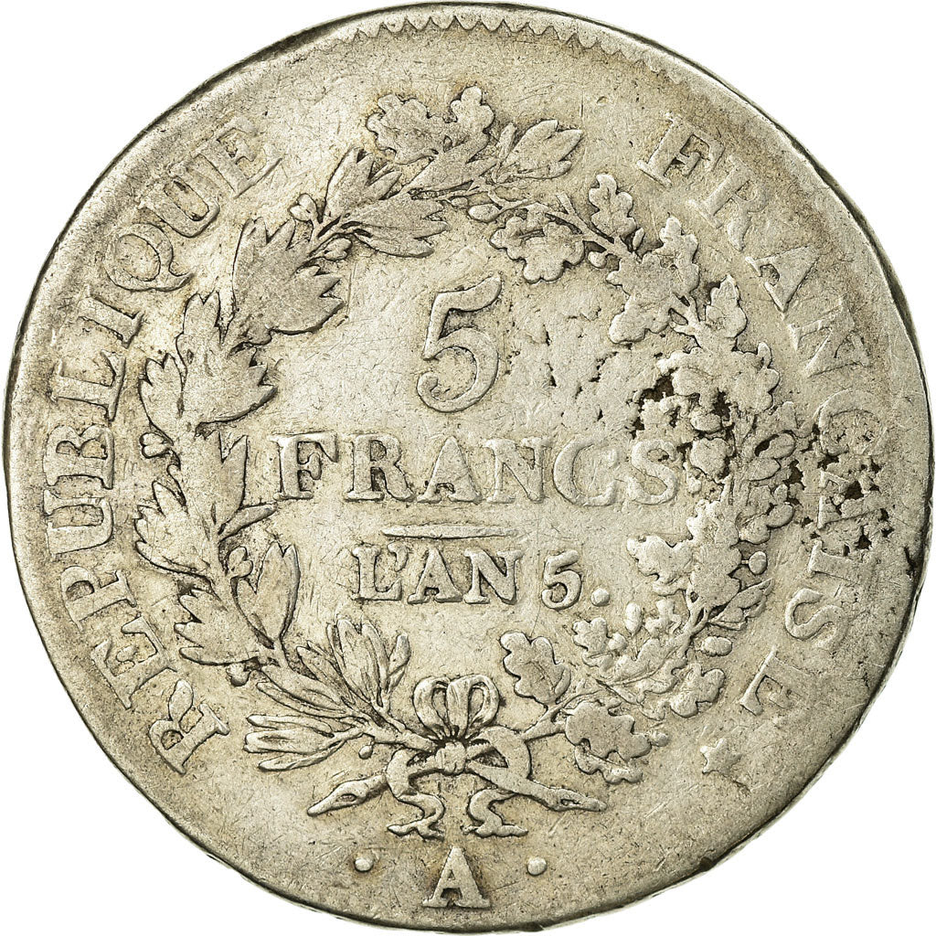 Coin, France, Union et Force, 5 Francs, 1796, Paris, VF(20-25), Silver
