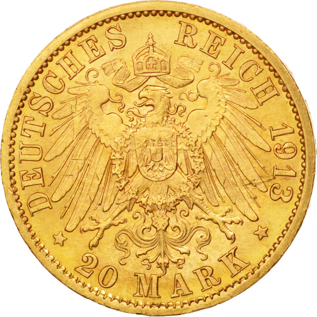 German States, PRUSSIA, Wilhelm II, 20 Mark, 1913, Berlin, Gold, KM:537