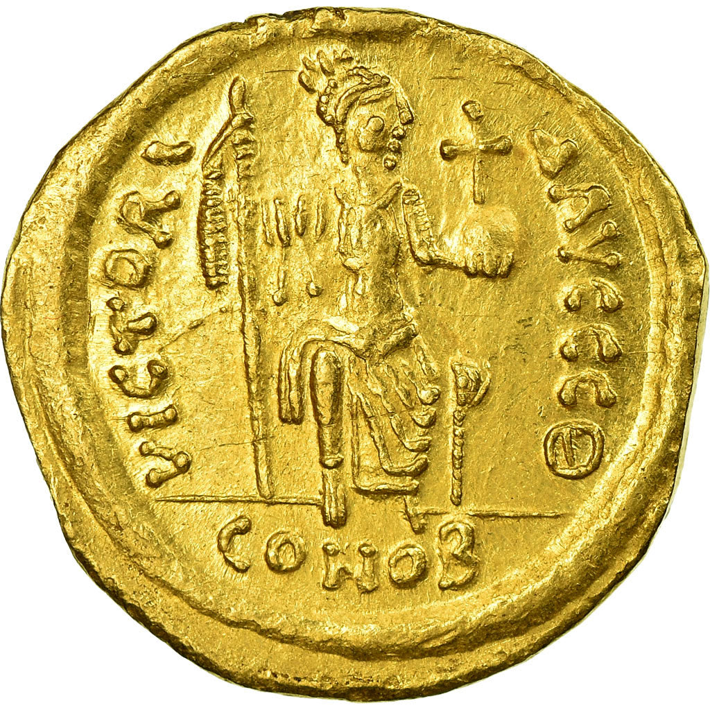 Coin, Justin II, Solidus, 565-578 AD, Constantinople, MS(60-62), Gold, Sear:345