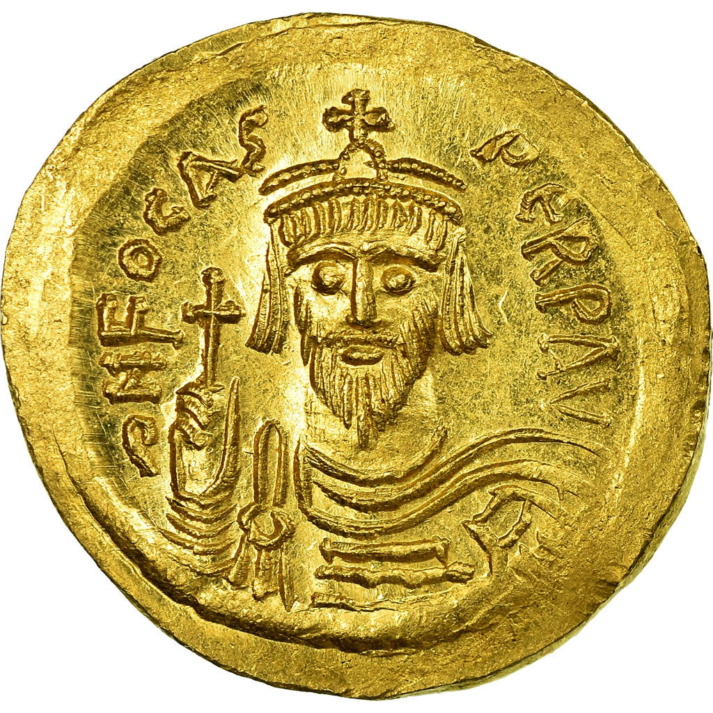 Coin, Phocas, Solidus, Constantinople, MS(65-70), Gold, Sear:620