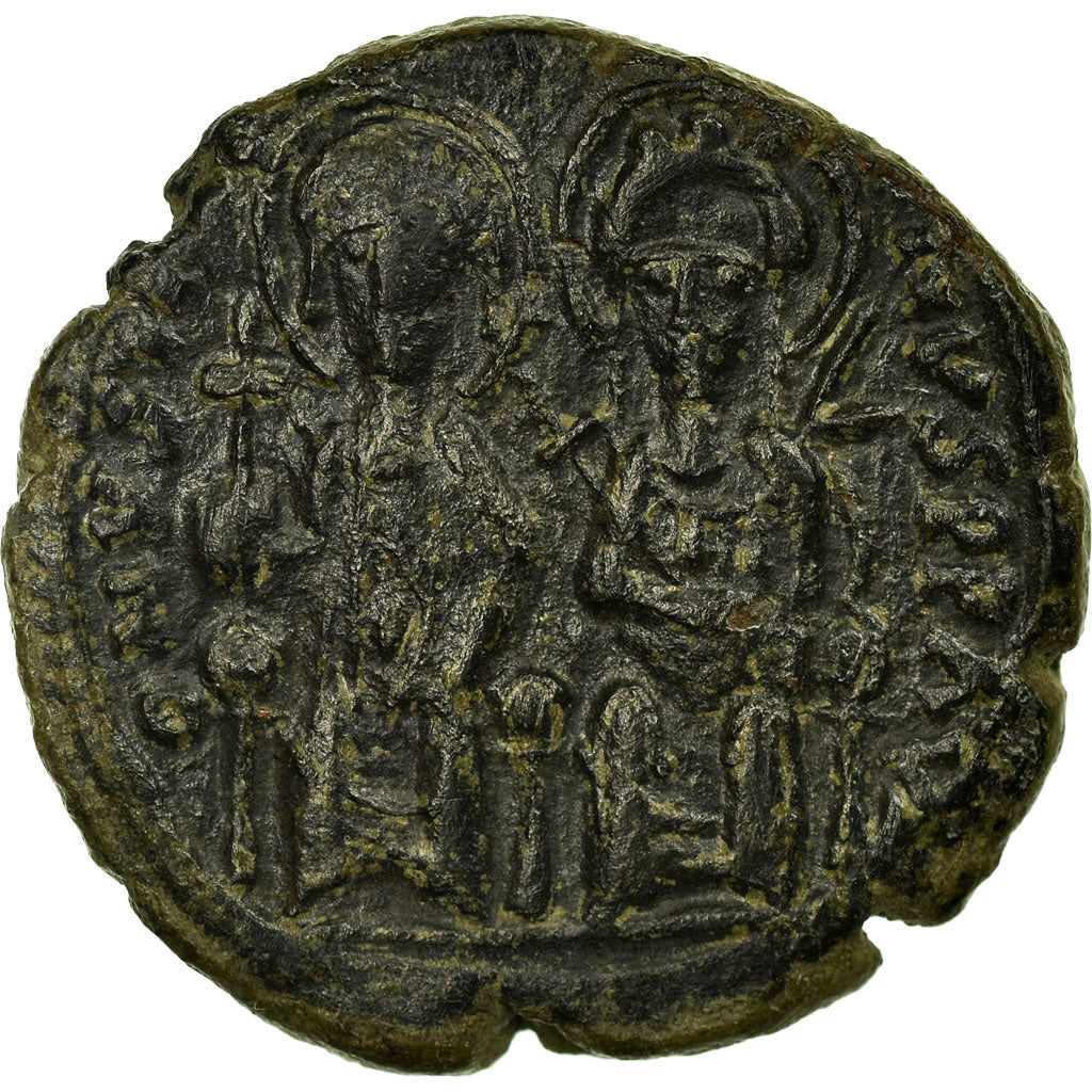 Coin, Justin II et Sophie, Follis, 571, Constantinople, EF(40-45), Copper