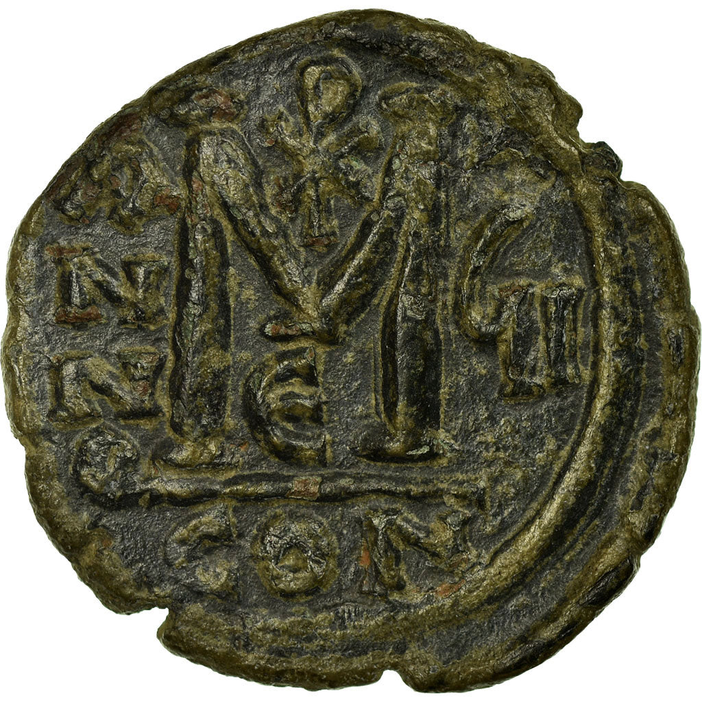 Coin, Justin II et Sophie, Follis, 571, Constantinople, EF(40-45), Copper
