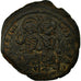 Moneta, Justin II et Sophie, Follis, 567, Kyzikos, BB, Rame, Sear:372