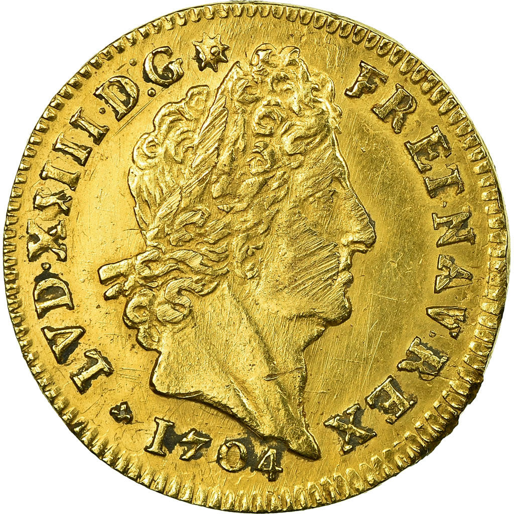 Münze, Frankreich, Louis XIV, Louis d'or aux insignes, 1704 Bordeaux, KM 365.10