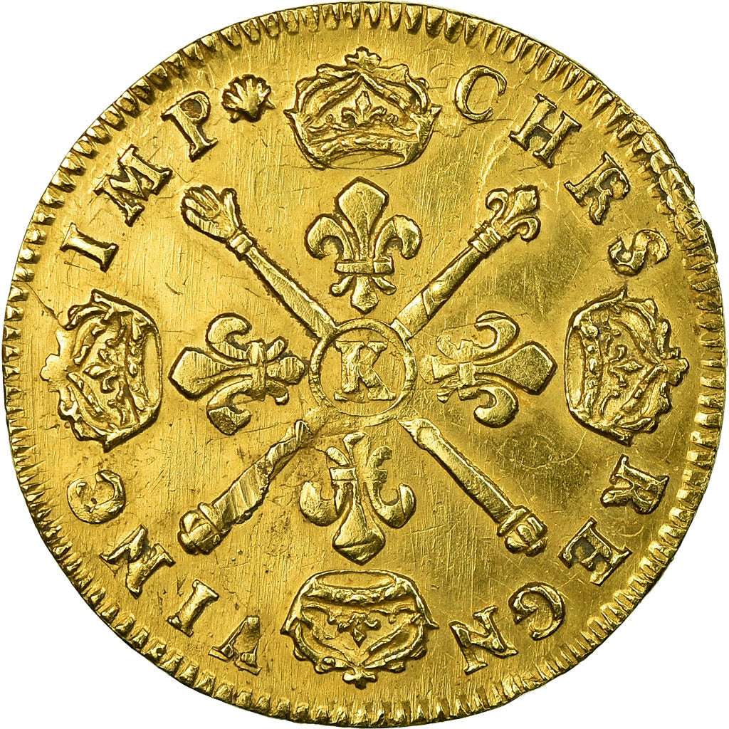 Münze, Frankreich, Louis XIV, Louis d'or aux insignes, 1704 Bordeaux, KM 365.10