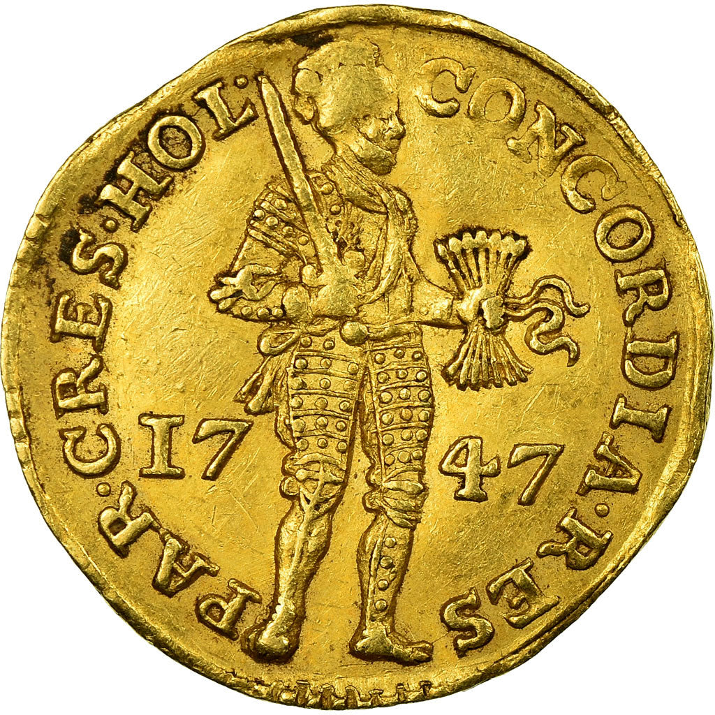 Coin, Netherlands, HOLLAND, Ducat, 1747, AU(50-53), Gold, KM:12.2
