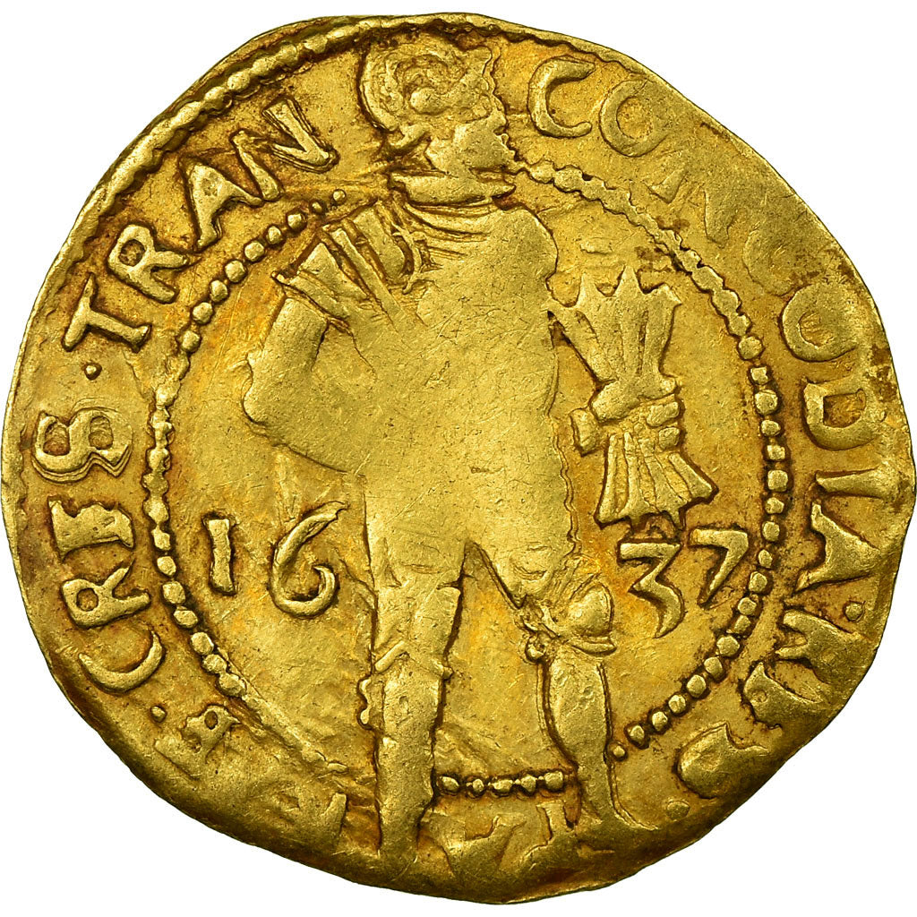 Coin, Netherlands, OVERYSSEL, Ducat, 1637, VF(30-35), Gold, KM:7