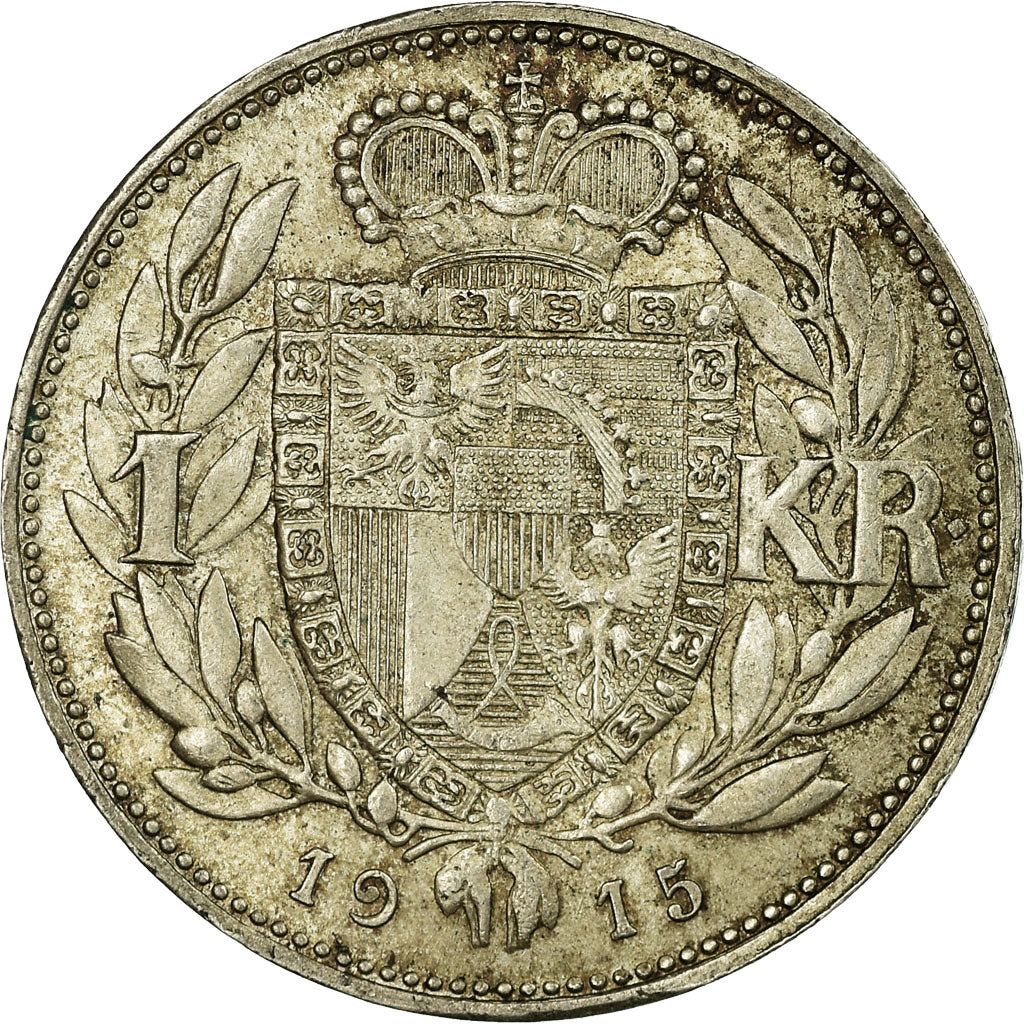 Coin, Liechtenstein, Prince John II, Krone, 1915, AU(55-58), Silver, KM:2
