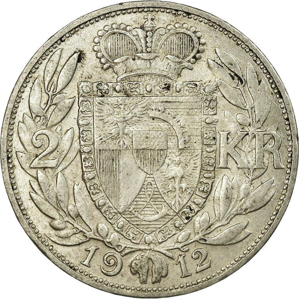 Coin, Liechtenstein, Prince John II, 2 Kronen, 1912, AU(50-53), Silver, KM:3