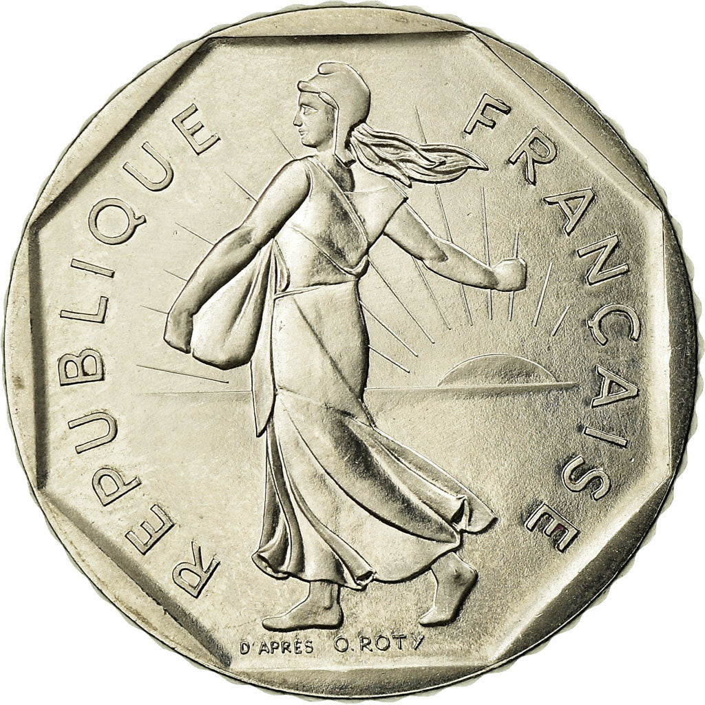 Coin, France, Semeuse, 2 Francs, 1991, Medal alignment, MS(63), Nickel
