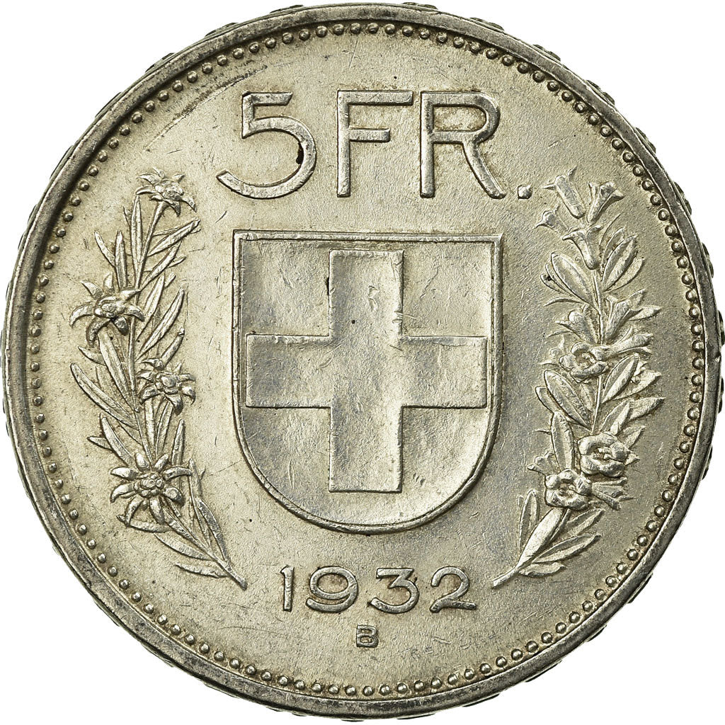 Coin, Switzerland, 5 Francs, 1932, Bern, AU(50-53), Silver, KM:40
