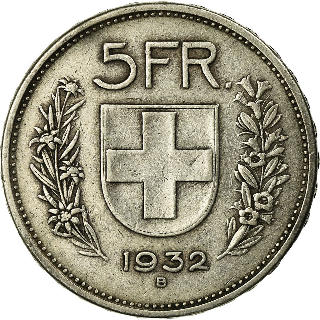Coin, Switzerland, 5 Francs, 1932, Bern, EF(40-45), Silver, KM:40