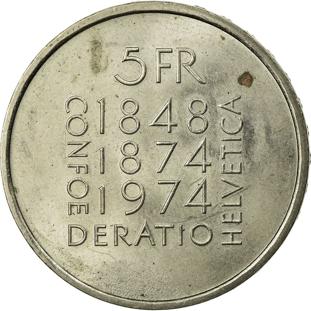Coin, Switzerland, 5 Francs, 1974, Bern, AU(55-58), Copper-nickel, KM:52