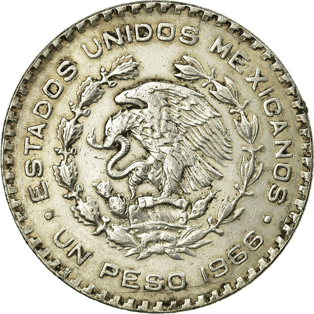 Coin, Mexico, Peso, 1966, Mexico City, EF(40-45), Silver, KM:459