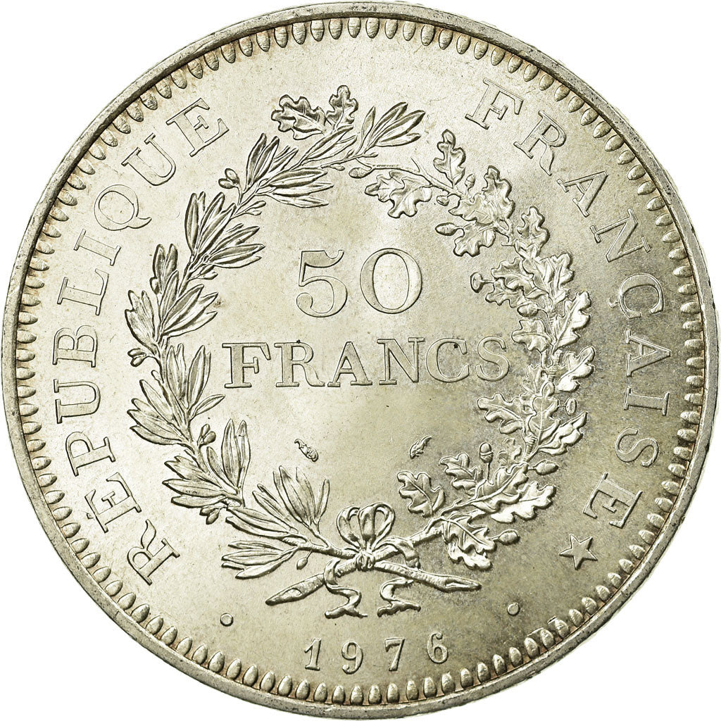Coin, France, Hercule, 50 Francs, 1976, Paris, MS(60-62), Silver, KM:941.1