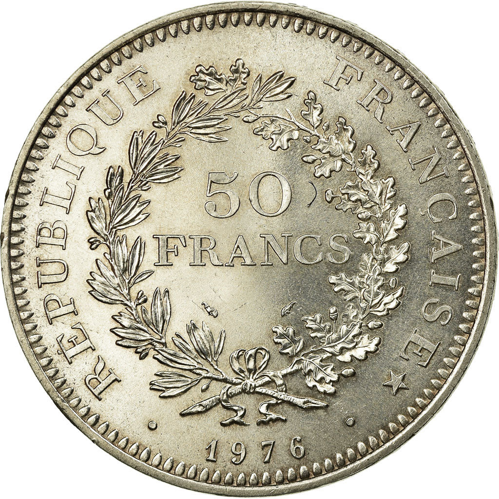 Coin, France, Hercule, 50 Francs, 1976, Paris, MS(60-62), Silver, KM:941.1