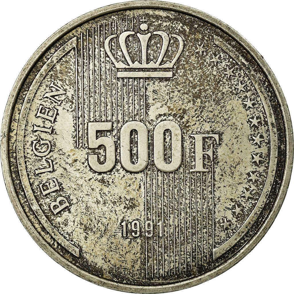 Coin, Belgium, 500 Francs, 500 Frank, 1991, AU(55-58), Silver, KM:198