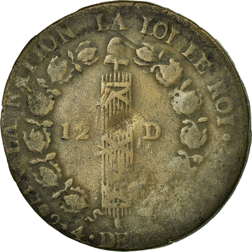 Monnaie, France, 12 deniers français, 12 Deniers, 1792, Strasbourg, B, Bronze