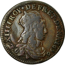 Moeda, França, Louis XIV, Liard de France au buste juvénile, 1656 Vimy