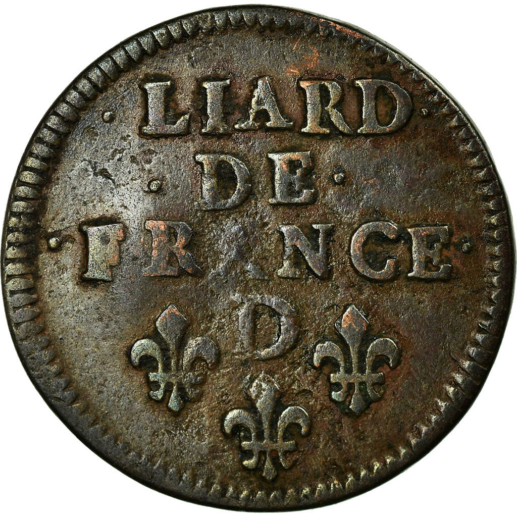 Moeda, França, Louis XIV, Liard de France au buste juvénile, 1656 Vimy
